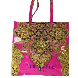 Ted Baker London Pink Paisley Vinyl Tote Bag Large Shopper Beach Bag